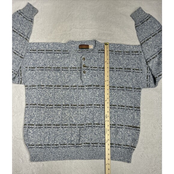 Vintage Northern Explorers Textured Knit Blue Henley Sweater Men's Size XL - Picture 7 of 9